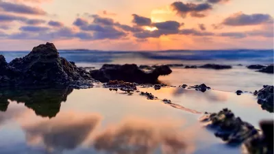 Gestileerde zonsondergang, de foto