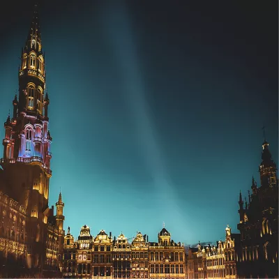 Brusselse markt verlicht, de foto