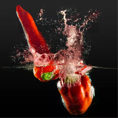 Splash 2 rode paprika's, de foto